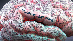 A brain with the words “traumatic brain injury” written on it, signifying the importance of a brain injury lawyer.