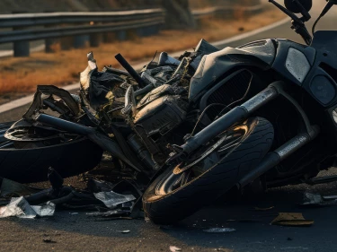 Crashed motorcycle