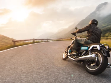 Motorcycle ride on sunny day