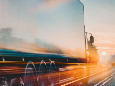 Semi truck speeding on the interstate